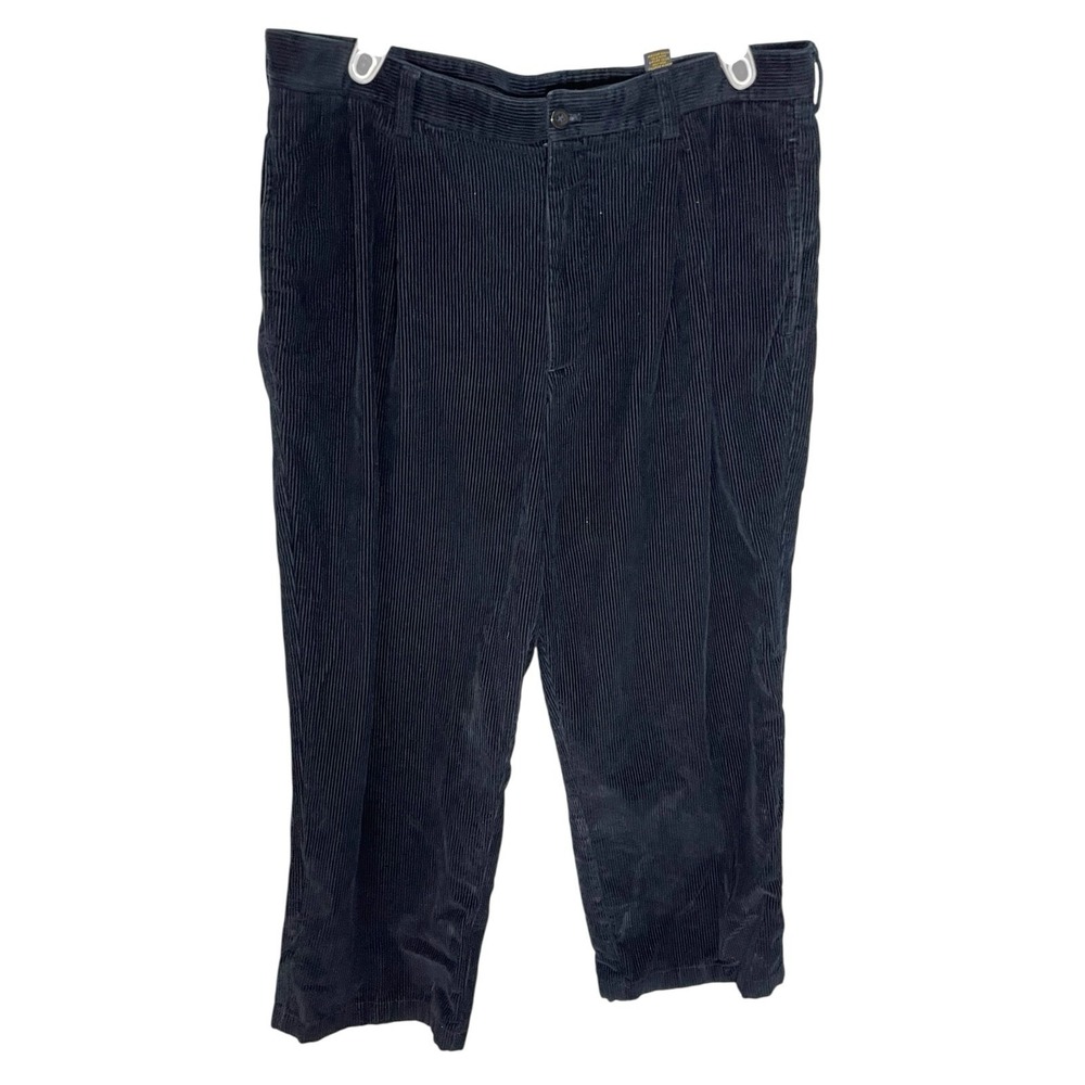 Saddlebred 38x30 Navy Blue Corduroy Pants Pleated Front Cotton Grandpa Core